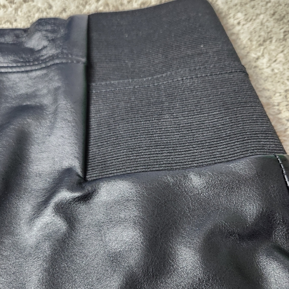 Women's High Waisted Faux Leather Leggings - A New Day Black S - Picture 9 of 13